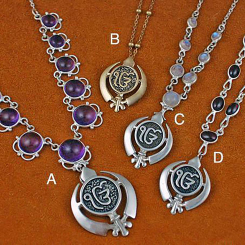 Khanda / Adi Shakti Ekongkar Pendants on varied necklaces
